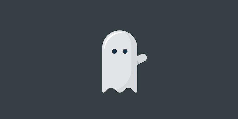 A white ghost with the right arm raised on a gray background that represents the Phantom logo